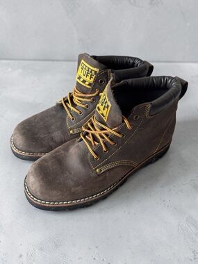 Vintage Roots Tuff Made in Canada Men’s Dark Brown Leather Work Boots Size 10